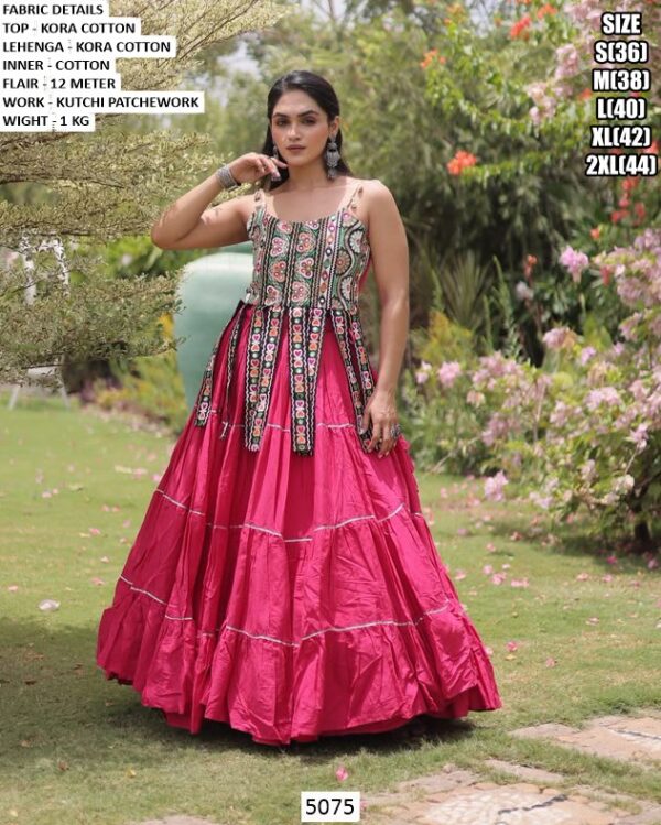 Women’s Garba Wear Cotton Flared Lehenga