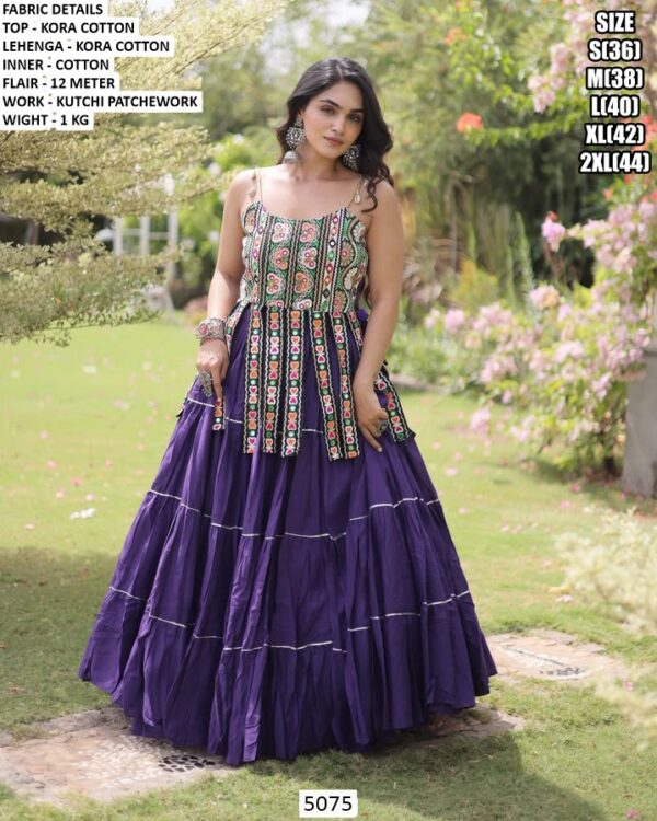 Women’s Garba Wear Cotton Flared Lehenga