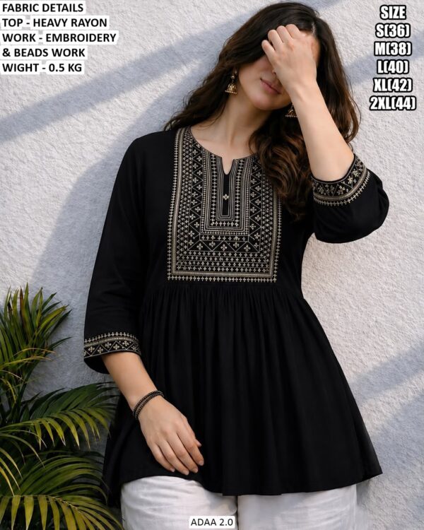 Casual Wear Rayon Embroidered Top
