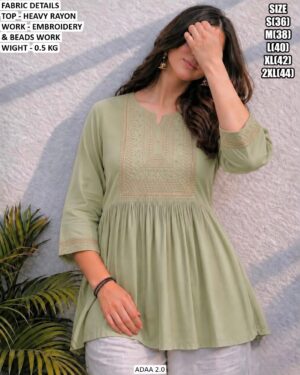Casual Wear Rayon Embroidered Top