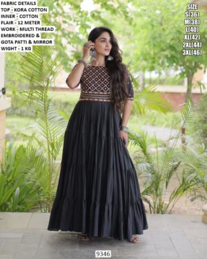 Festive Wear Kora Cotton Anarkali Dress
