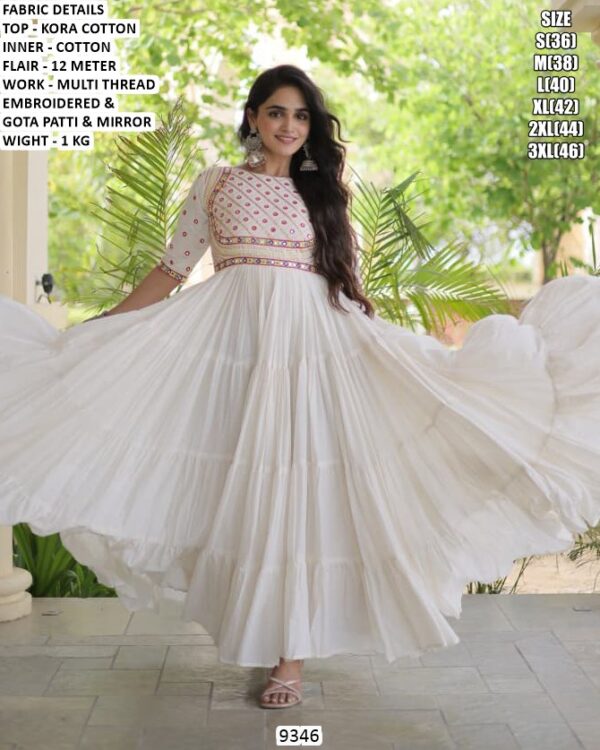Festive Wear Kora Cotton Anarkali Dress