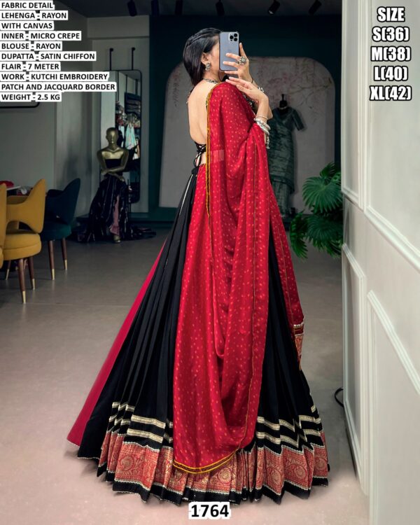 Rayon Kutchi Embroidery Lehenga Choli For Women