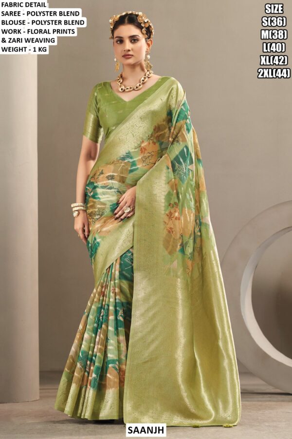Women’s Floral Printed Saree With Woven Border