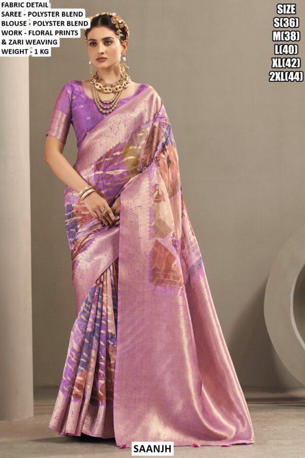 Women’s Floral Printed Saree With Woven Border