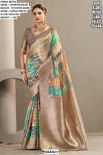 Women’s Floral Printed Saree With Woven Border
