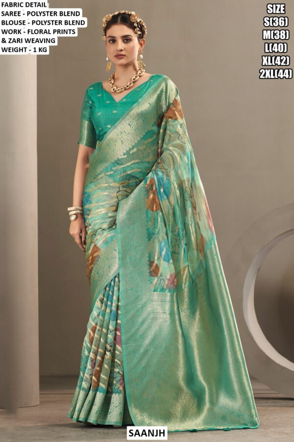 Women’s Floral Printed Saree With Woven Border