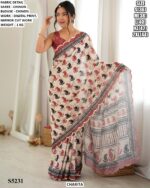 Women’s Chinon Digital Print Saree With Blouse