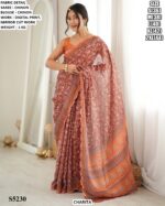 Women’s Chinon Digital Print Saree With Blouse