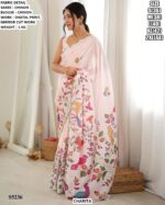 Women’s Chinon Digital Print Saree With Blouse