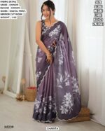 Women’s Chinon Digital Print Saree With Blouse