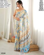 Women’s Chinon Digital Print Saree With Blouse