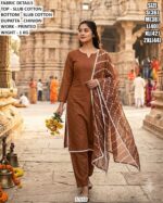 Women’s Slub Cotton Printed Suit With Dupatta