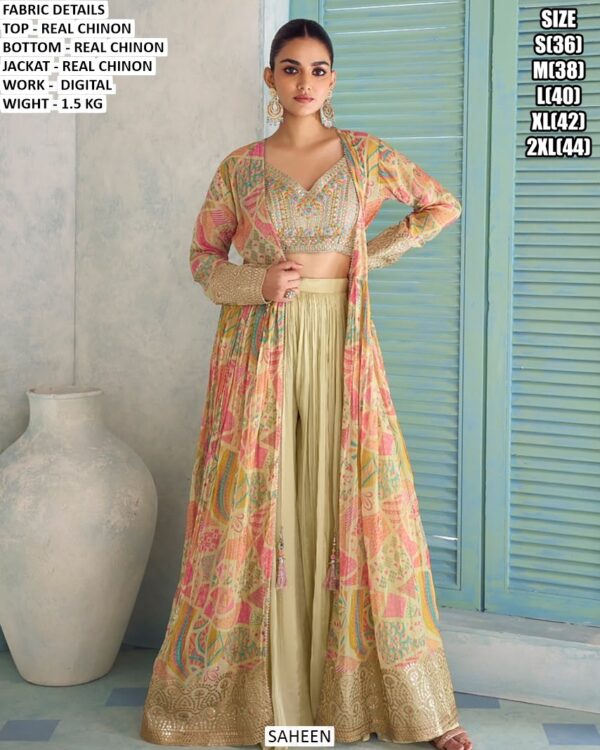 Party Wear Chinon Palazzo Set For Women