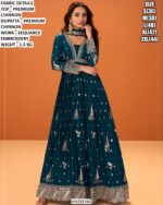 Women’s Chinon Long Gown With Dupatta