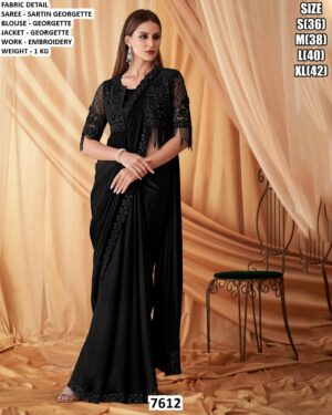 Party Wear Embroidered Saree With Blouse