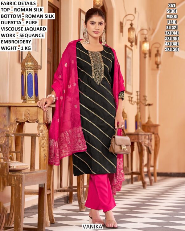 Designer Roman Silk Kurta Pant With Dupatta