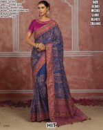 Beautiful Kachhi Embroidered Silk Saree