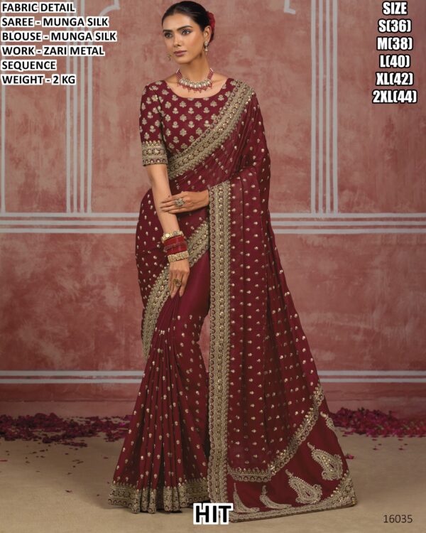 Beautiful Kachhi Embroidered Silk Saree
