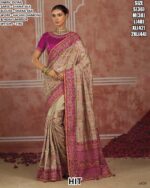 Beautiful Kachhi Embroidered Silk Saree