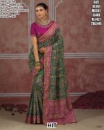 Beautiful Kachhi Embroidered Silk Saree