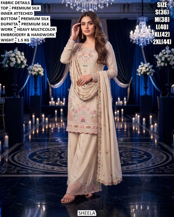 Women’s Premium Silk Embroidered Palazzo Suit