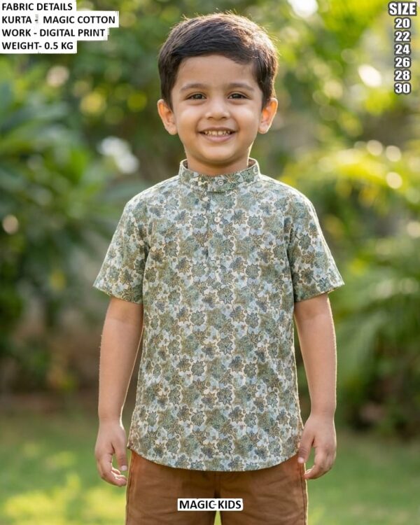 Kids Geometric Print Short Kurta