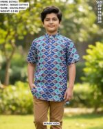 Kids Geometric Print Short Kurta