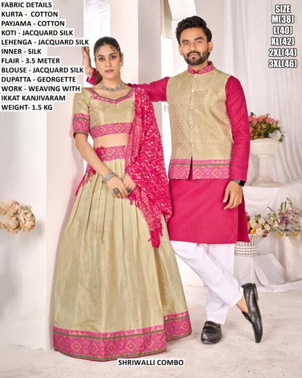 Couple Matching Jacquard Silk Ethnic Wear Set
