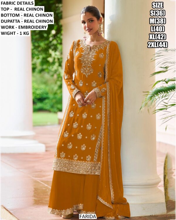 Designer Chinon Kurta Palazzo With Dupatta