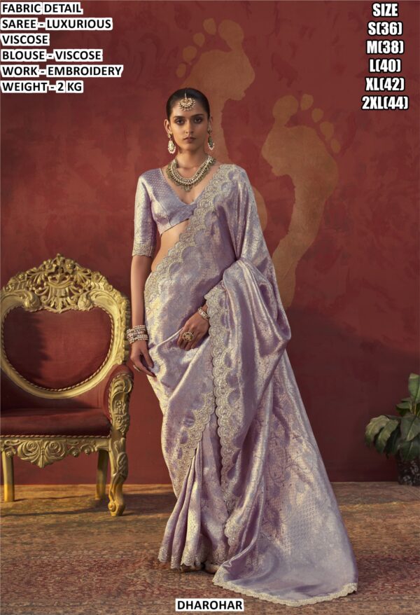 Women’s Luxurious Viscose Embroidered Saree