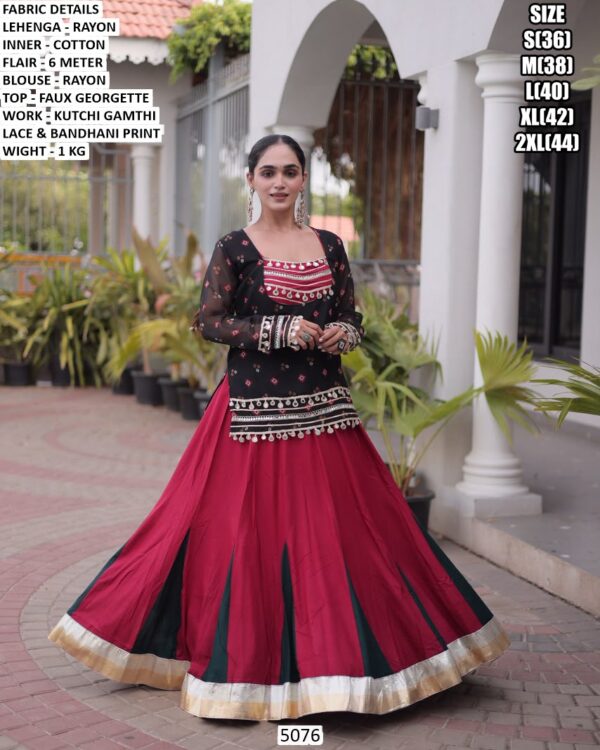 Women’s Rayon Lehenga With Bandhani Top