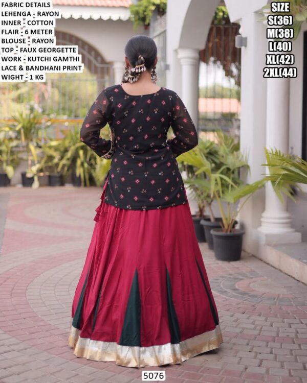 Women’s Rayon Lehenga With Bandhani Top