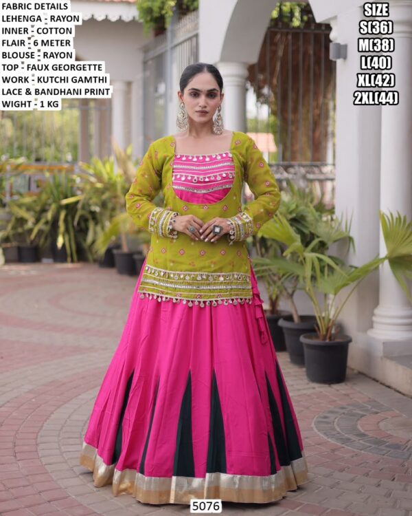 Women’s Rayon Lehenga With Bandhani Top