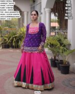 Women’s Rayon Lehenga With Bandhani Top