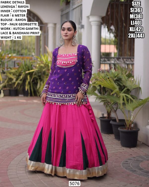 Women’s Rayon Lehenga With Bandhani Top