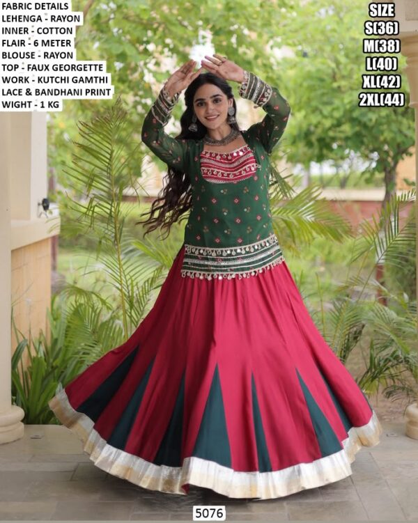 Women’s Rayon Lehenga With Bandhani Top