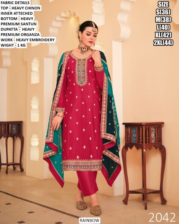 Festive Wear Embroidered Suit With Dupatta