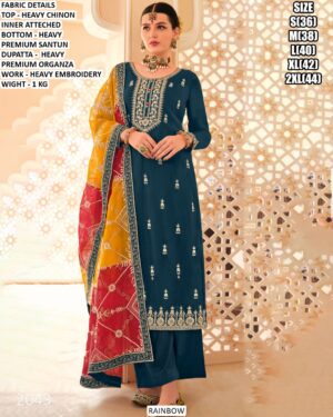 Festive Wear Embroidered Suit With Dupatta