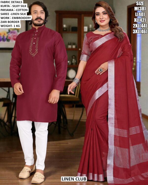 Couple Kurta Pajama And Saree Combo