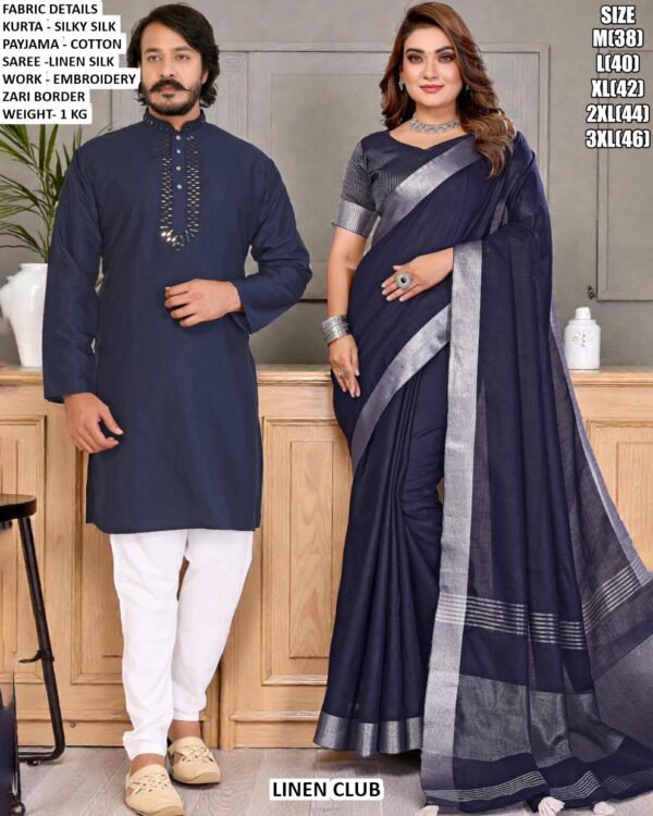 Couple Kurta Pajama And Saree Combo