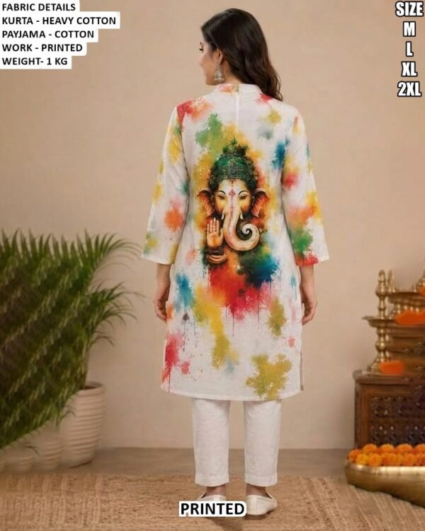 Lord Ganesha Print Kurta Pajama For Couple