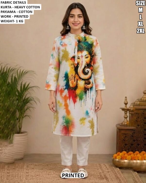 Lord Ganesha Print Kurta Pajama For Couple
