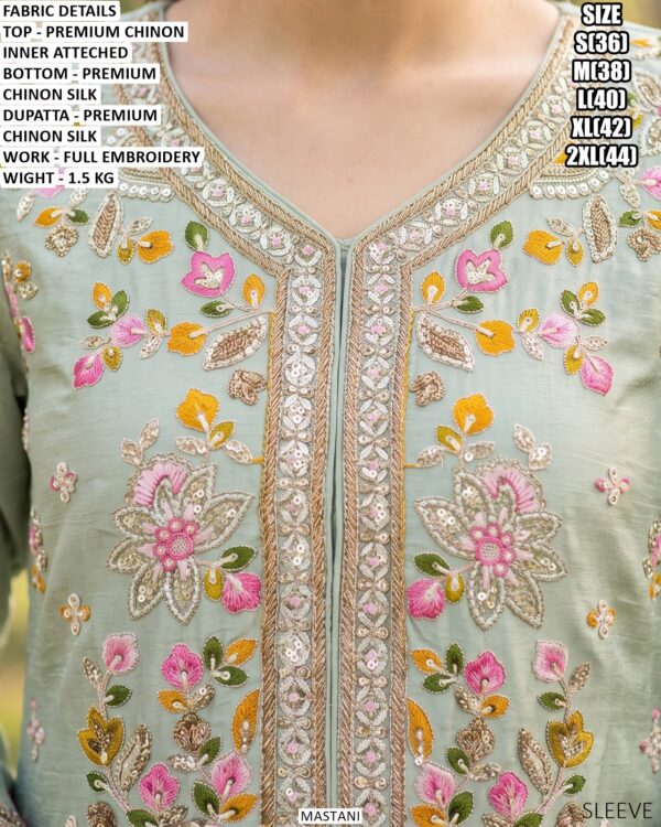 Premium Chinon Floral Embroidered Gown