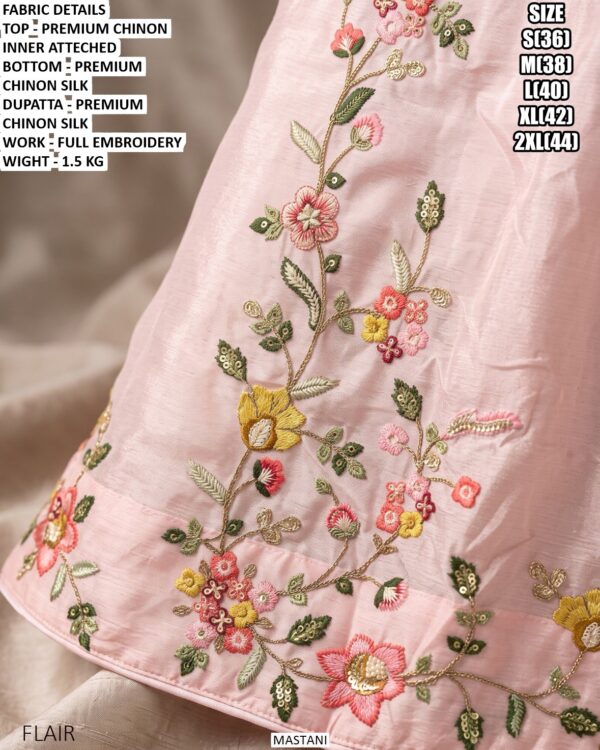 Premium Chinon Floral Embroidered Gown