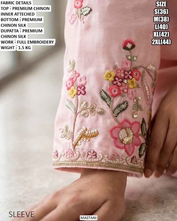 Premium Chinon Floral Embroidered Gown
