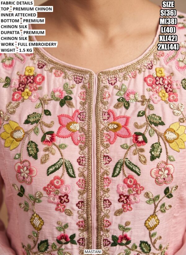 Premium Chinon Floral Embroidered Gown