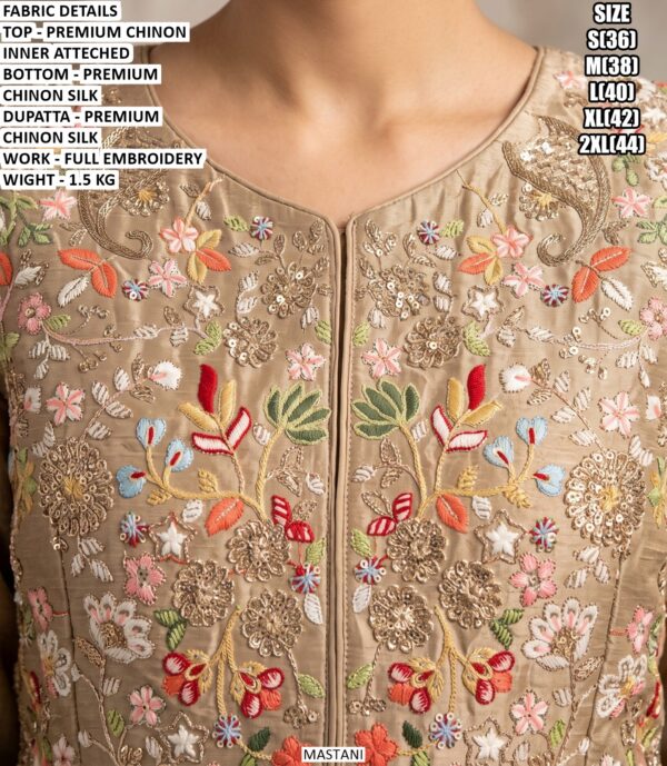Premium Chinon Floral Embroidered Gown