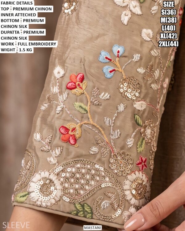 Premium Chinon Floral Embroidered Gown
