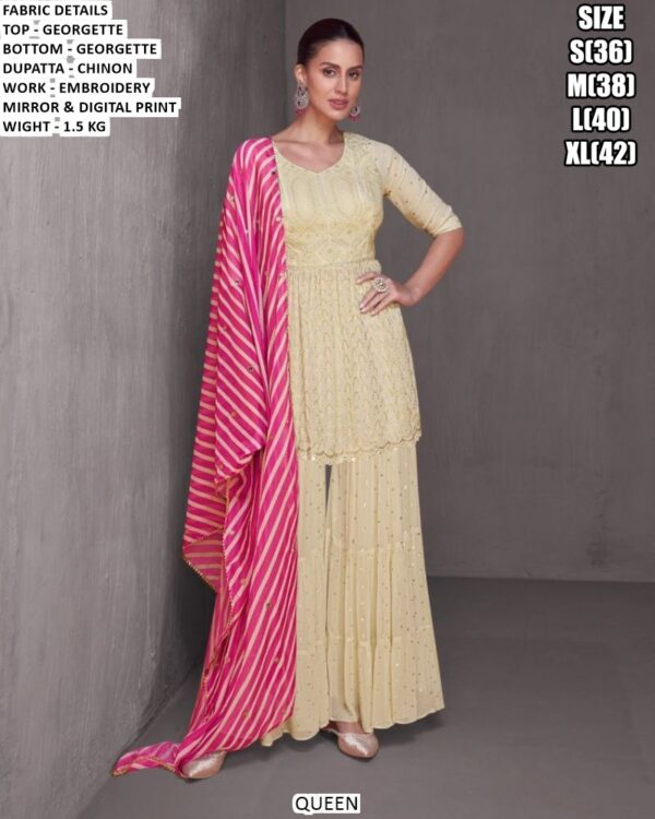 Elegant Embroidery Sharara Outfit For Women
